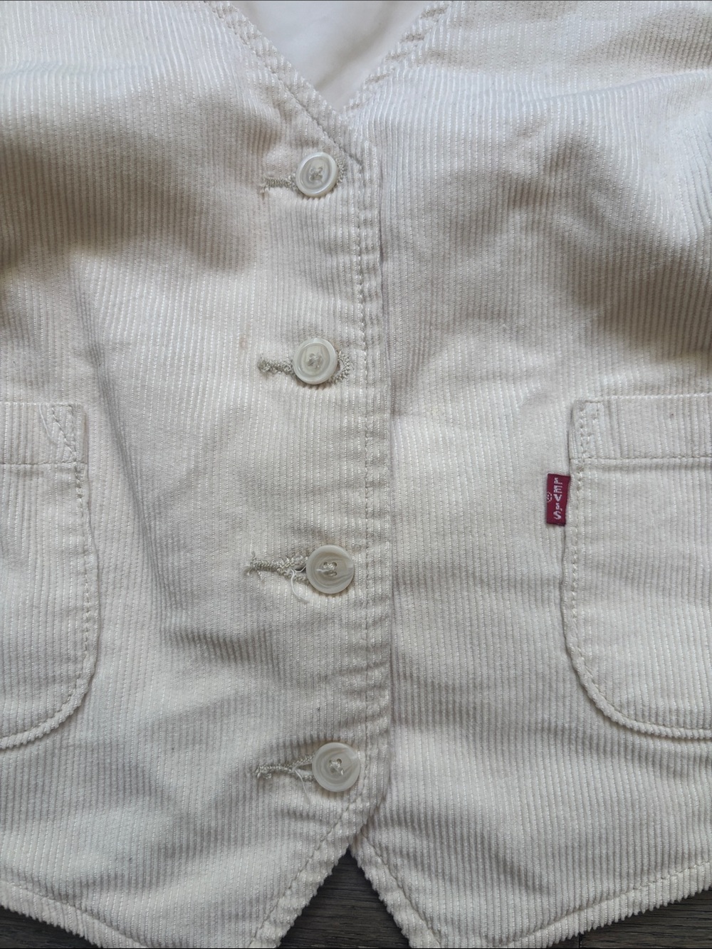 Levi's | Vintage Inspired Tailored Corduroy Vest in Ivory Cream Size Large - Picture 8 of 15